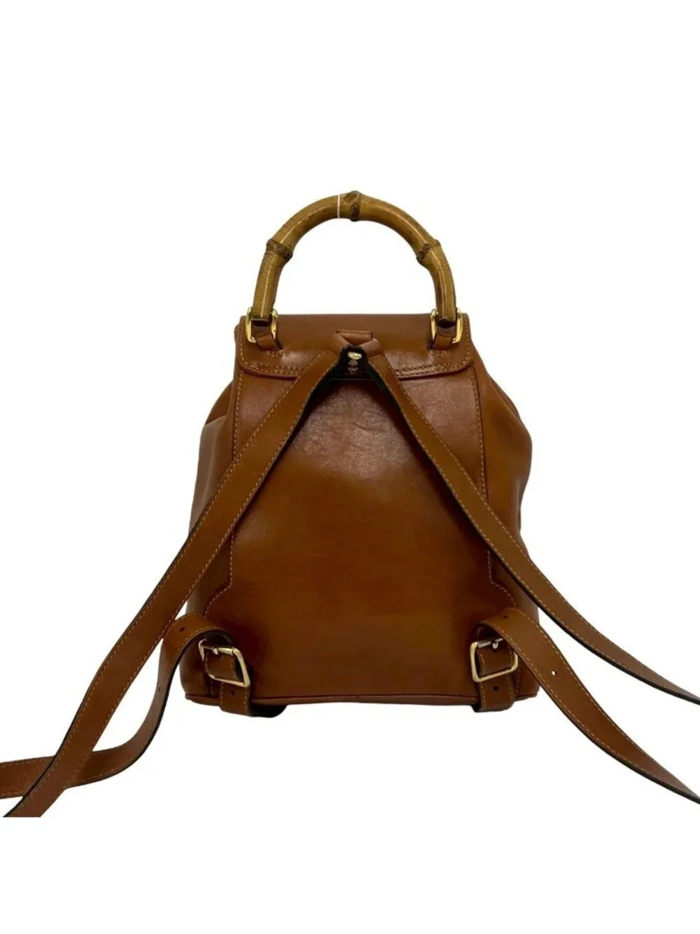 Gucci Vintage Bamboo Leather Backpack Brown